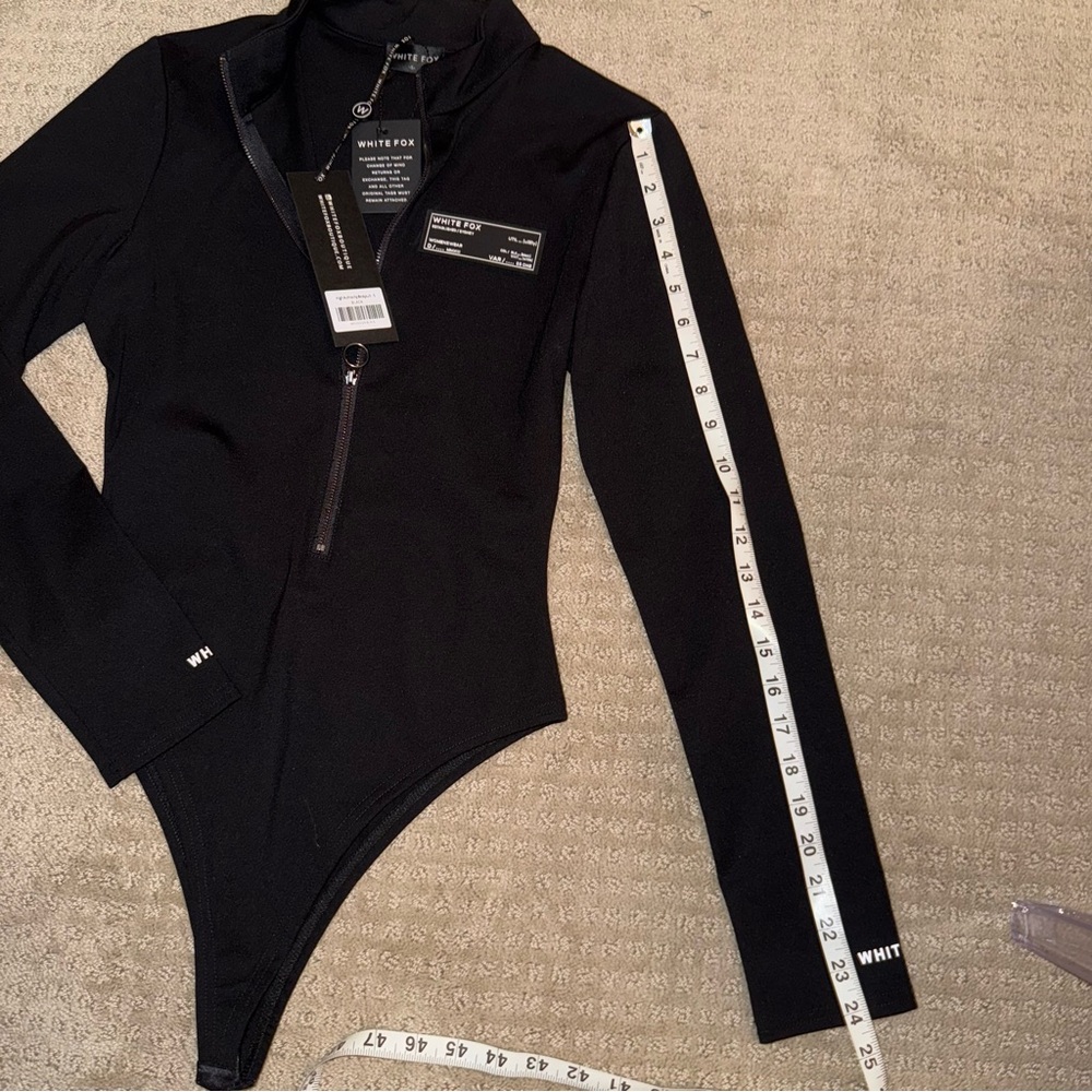 NWT White Fox Boutique High Authority Bodysuit Black Long Sleeve Size Small - Picture 7 of 8